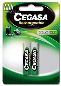 CEGASA Rechargeable - Pack 2 Pilas HR03, Color Verde