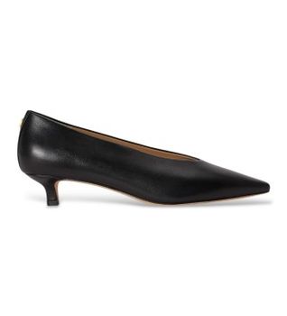 Lauren Ralph Lauren para mujer. 802P16893001 Zapato de piel Kitten negro (37), 3 a 5cm, Ninguno, Casual, Clásico
