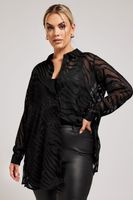 yours london camisa malla negra diseno cebra mujer curvy y tallas grandes yours london