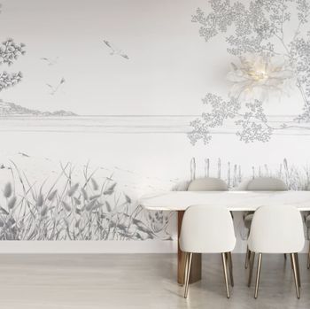 Papel pintado panorámico paisaje de costas salvajes, gris 30