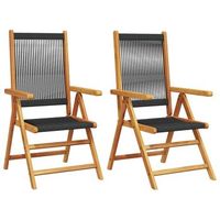 pack 2 uds sillas de jardin  silla de exterior  sillon madera maciza acacia polipropileno negro