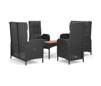 set de muebles jardin 5 piezas con cojines ratan sintetico negro 2x banco  2x sillas  mesa