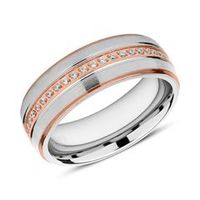 anillo de acero chapado en oro rosa con circonita grabable