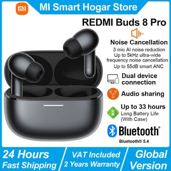 Auriculares inalámbricos Bluetooth Xiaomi REDMI Buds 8 Pro, triple micrófono con reducción de ruido inteligente AI de hasta 55dB, audio de alta resolución con LDAC BT5.4