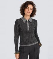 essentiel antwerp para mujer karan jersey ajustado karan gris s casual viscosa manga larga