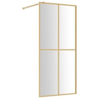 Mampara Puerta De Ducha Vidrio Transparente Esg Dorado 80x195cm Vidaxl