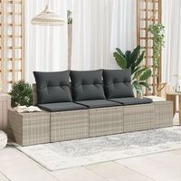 juego de sofas de jardin  de 3 piezas con cojines gris claro poliratan v5080 unico  gris claro