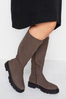botas altas marrones con paneles elasticos en diferentes anchos