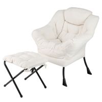 costway sillon con otomana sillon de ocio moderno con reposapies plegable cojin de cabeza reposabrazos silla tapizada para salon dormitorio