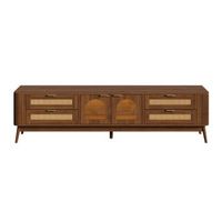 mueble de tv led 4 cajones puertas cristal pb madera urban meuble 180x40x50 cm - nogal