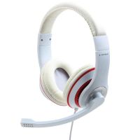 auriculares gembird mhs-03-wtrd con cable jack 35 mm microfono boom para llamadas y musica rojo y blanco