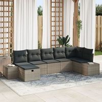 juego de sofa de jardin de 7 piezas con cojines gris ratan sintetico v6013 unico  gris