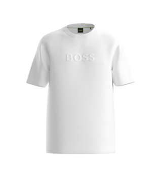 BOSS para hombre. 50553652 Camiseta TS Logo blanco roto (M), Casual, Algodón, Manga corta