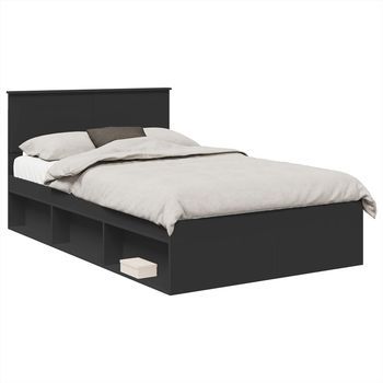 Estructura De Cama Negro 120 X 200 Cm Madera De Ingeniería Vidaxl