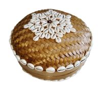 caja de bambu y conchas marron d25 cm