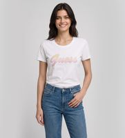 guess para mujer w6yi56k5028 camiseta logo lentejuelas degrade blanco l casual algodon manga corta