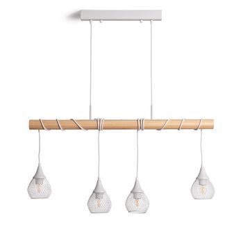 Lámpara Colgante Madera Y Aluminio Monah Blanco