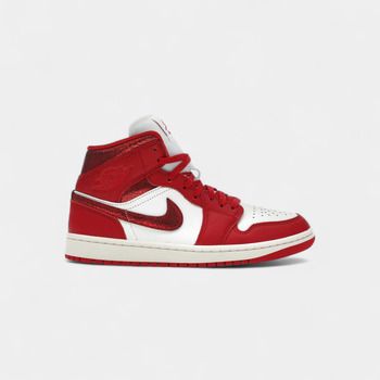 Nike Zapatillas altas 1 Mid SE Red Cracked Leather (Women's) para mujer