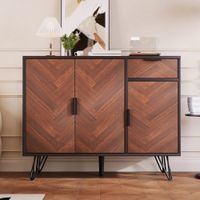 aparador moderno efecto madera oscura y negro con cajon 90x30x715cm