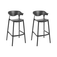 conjunto de 2 sillas de bar modernas de plastico resistentes a la intemperie para uso en interiores y exteriores negro gubbio