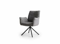 sillon de comedor giratorio 360 tapizado en tejido gris 64x61x85 cm