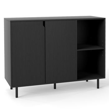 Costway Aparador de Buffet de 106cm Armario de Almacenamiento Moderno para Cocina con 2 Puertas y Estantes Armario de Café Bar para Comedor Negro