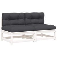 2 uds sofas jardin  sofa de exterior sin reposabrazos con cojines madera blanco