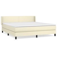 cama tapizada 203x163x88 cm vinilo - crema