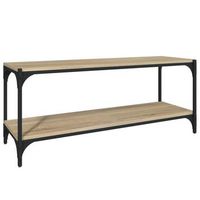 mueble para tv  mueble de salon  gabinete de tv contrachapada y acero roble sonoma 100x33x41 cm