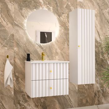 Conjunto de muebles con lavabo paneles de melamina y de mdf blanco