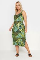 yours vestido playero verde estampado animal mixto mujer curvy y tallas grandes yours