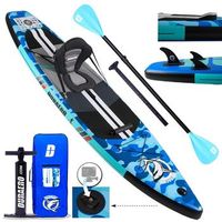 tabla de paddle surf duraero sup hinchable pvc 330x76x15cm camuflaje azul