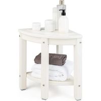 taburete de ducha de esquina costway 33 x 33 x 44 cm blanco