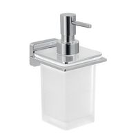 dosificador de jabon con vaso de vidrio y soporte cromado  atene