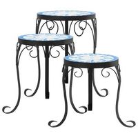 soportes para plantas 3 uds ceramica azul y blanco vidaxl