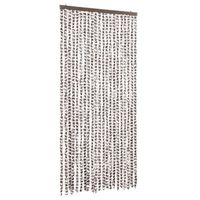 cortina antimoscas chenilla gris taupe y blanco 90x200 cm vidaxl