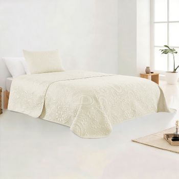 Colcha Verano Beige, Colcha Cubre Cama Fina, suava para Cama 90/105/135/150/180, con Funda de Almohada