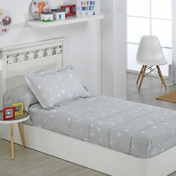 Edredón Ajustable Infantil Cama 90 Y Cama 105 Stars Gris Color Gris Talla Cama 90