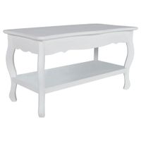 mesa de centro mesa de cafe de 2 niveles de mdf blanca 875x42x44cm