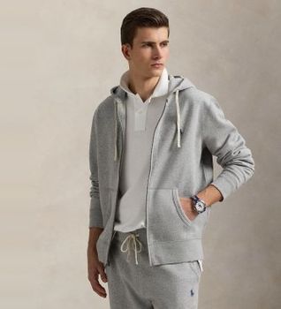 Polo Ralph Lauren para hombre. 710813297002 Sudadera RL con capucha gris (M), Casual, Algodón