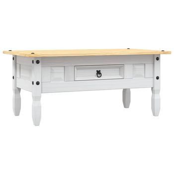 Mesa De Centro，mesa Auxiliar，mesa De Café Corona Range Pino Mexicano Blanco 100x55x45 Cm