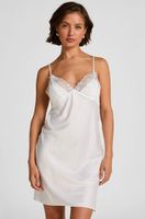 hunkemoller slipdress de saten peonie blanco