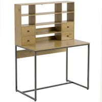 homcom escritorio de ordenador con 4 cajones 105 x 60 cm escritorio con almacenamiento estantes abiertos 105 x 60 cm madera natural