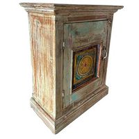 mesita de madera acabado artesanal marron 56x28x68h cm