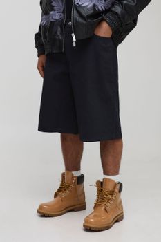 Baggy Washed Twill Shorts, Negro