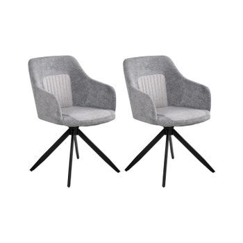 Conjunto De 2 Sillas De Comedor Base Giratoria Tapizado De Tela Repelente Al Agua Patas De Metal Dos Colores Gris Likely