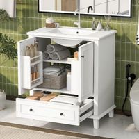 mueble de bano con lavabo - mueble para bano - mdf y ceramica - blanco 76x46x87cm
