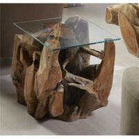mesa rincon raiz teka maciza con vidrio 40x40x45 cm