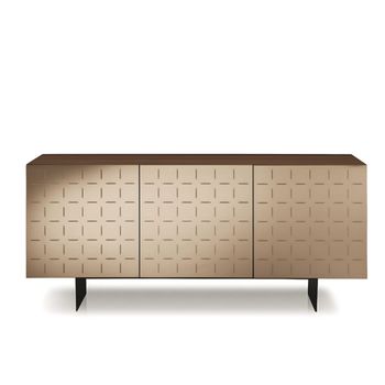 Aparador de 3 puertas con espejo beige 180x50 h80 cm