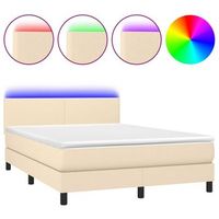 cama box spring con colchon y led tela crema 140x190 cm vidaxl